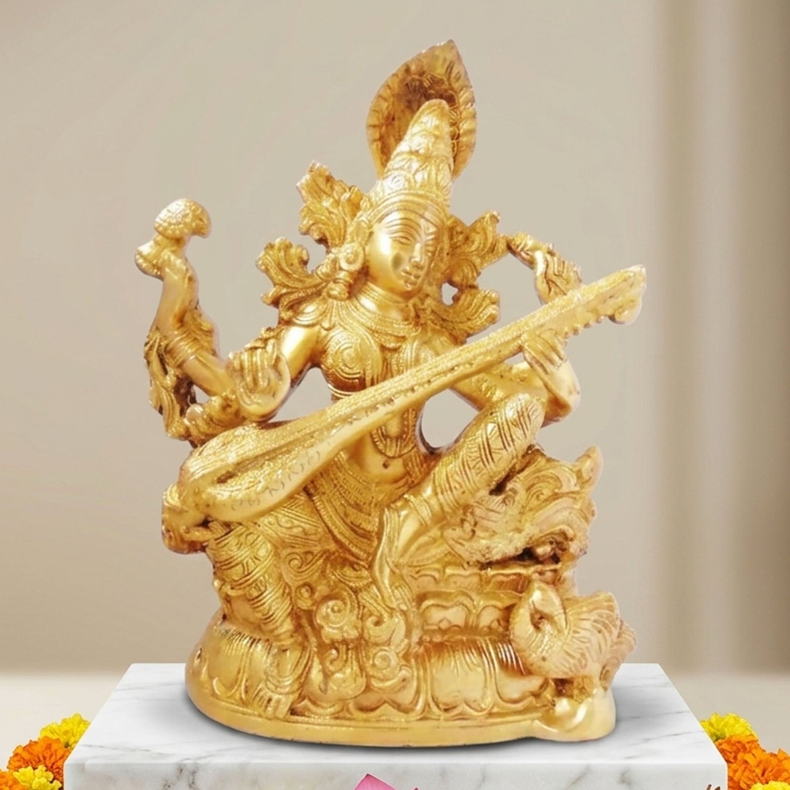 Brass Saraswati — 11.5"