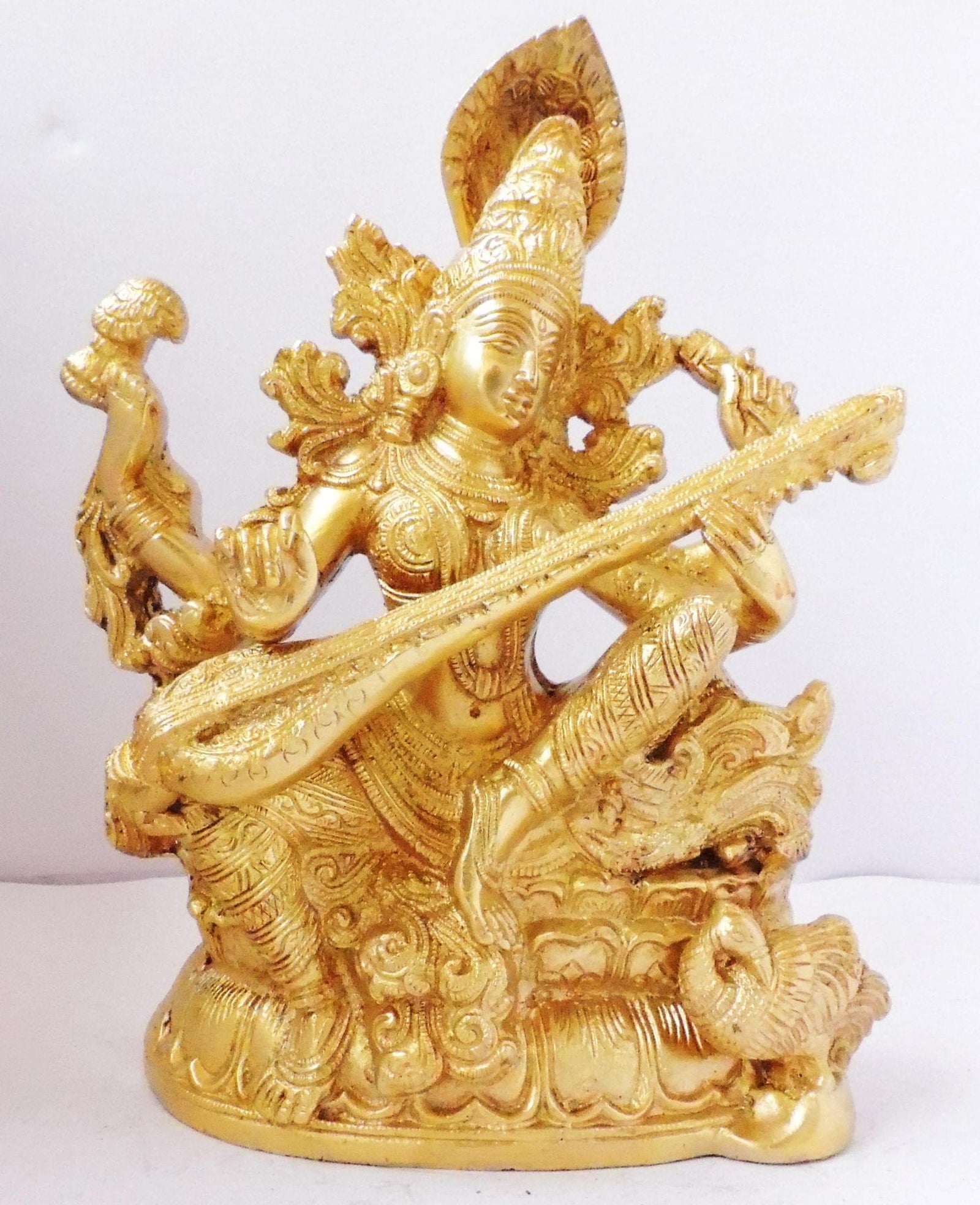 Brass Saraswati — 11.5"