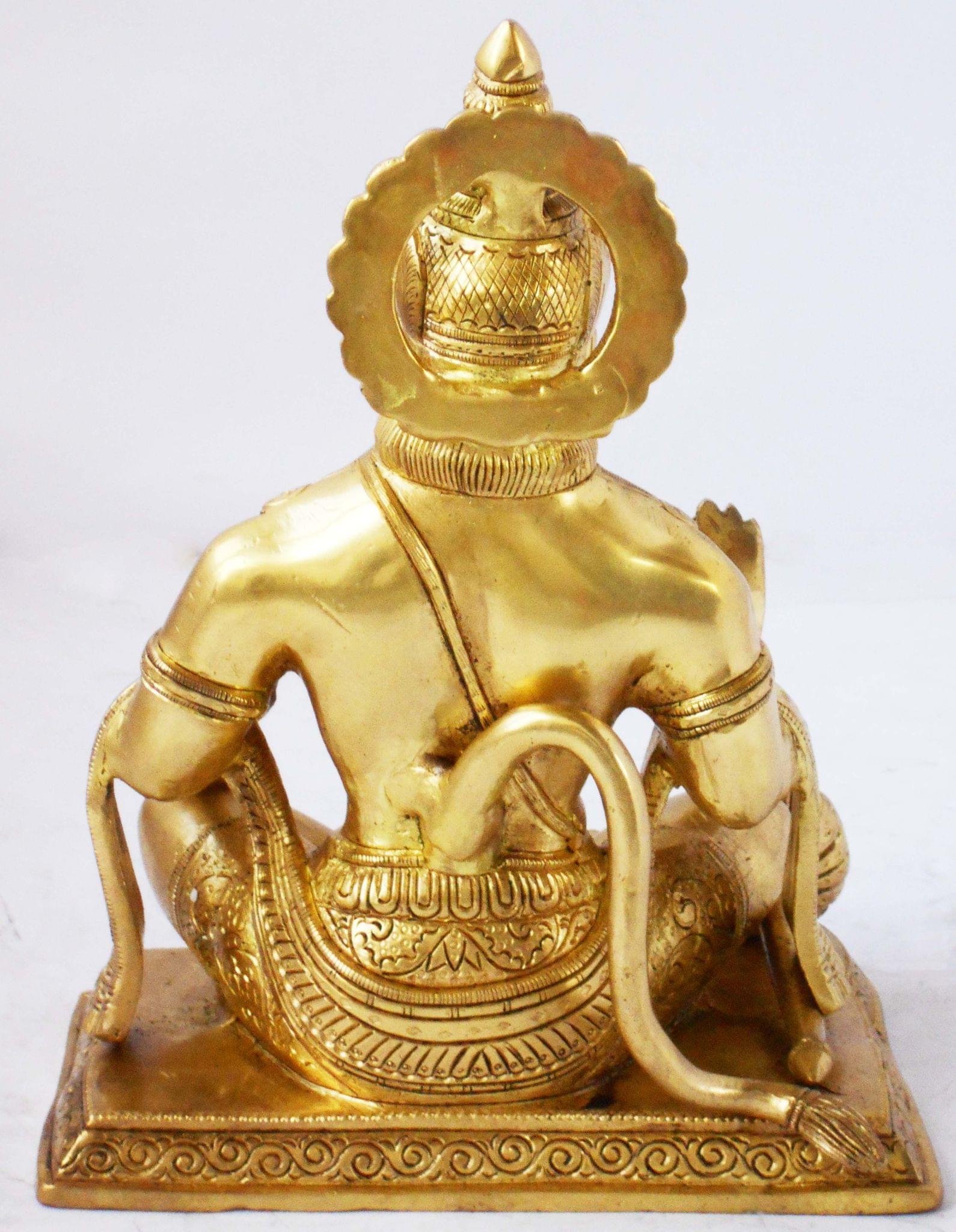 Brass Hanuman, Sitting — 9.5"
