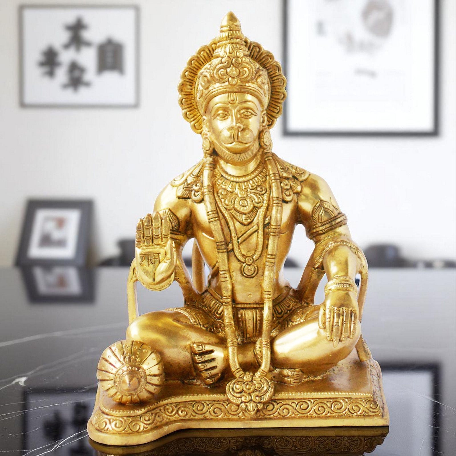 Brass Hanuman, Sitting — 9.5"