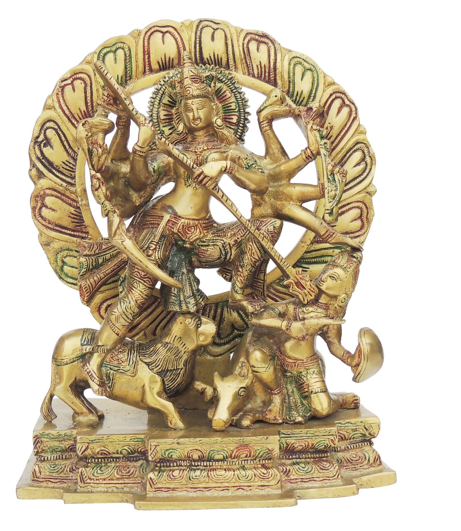 Brass Mahishasur Vardhini — 12"