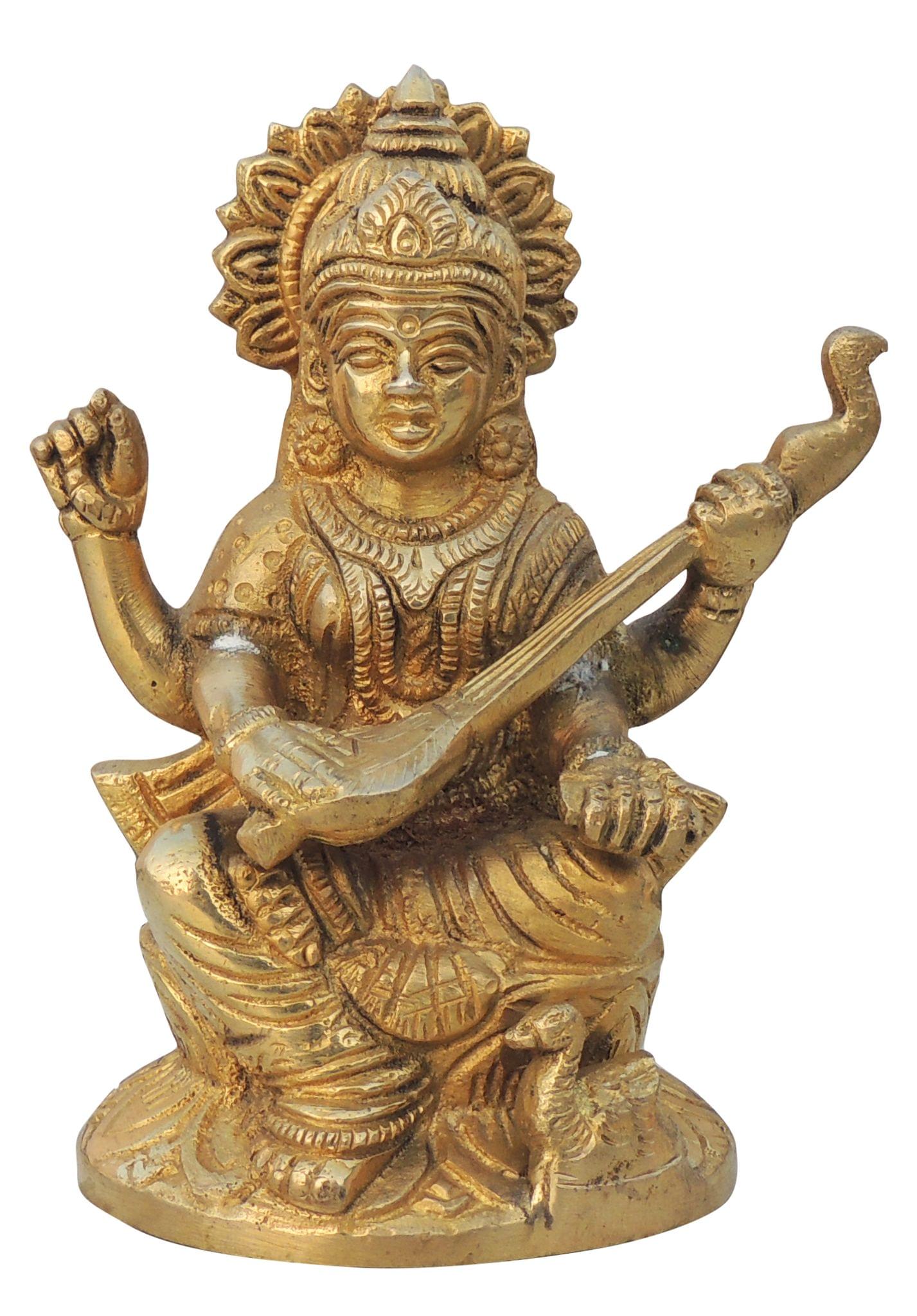 Brass Saraswati — 5"
