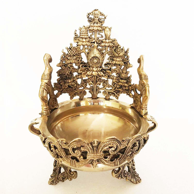 Brass Urli Metal /Event Decor Hand Carved Urli/ — 12"