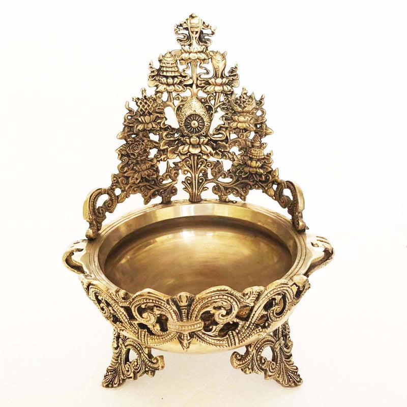 Brass Diwali Decor Metal Urli /Event Decor Hand Carved Urli/ — 12"