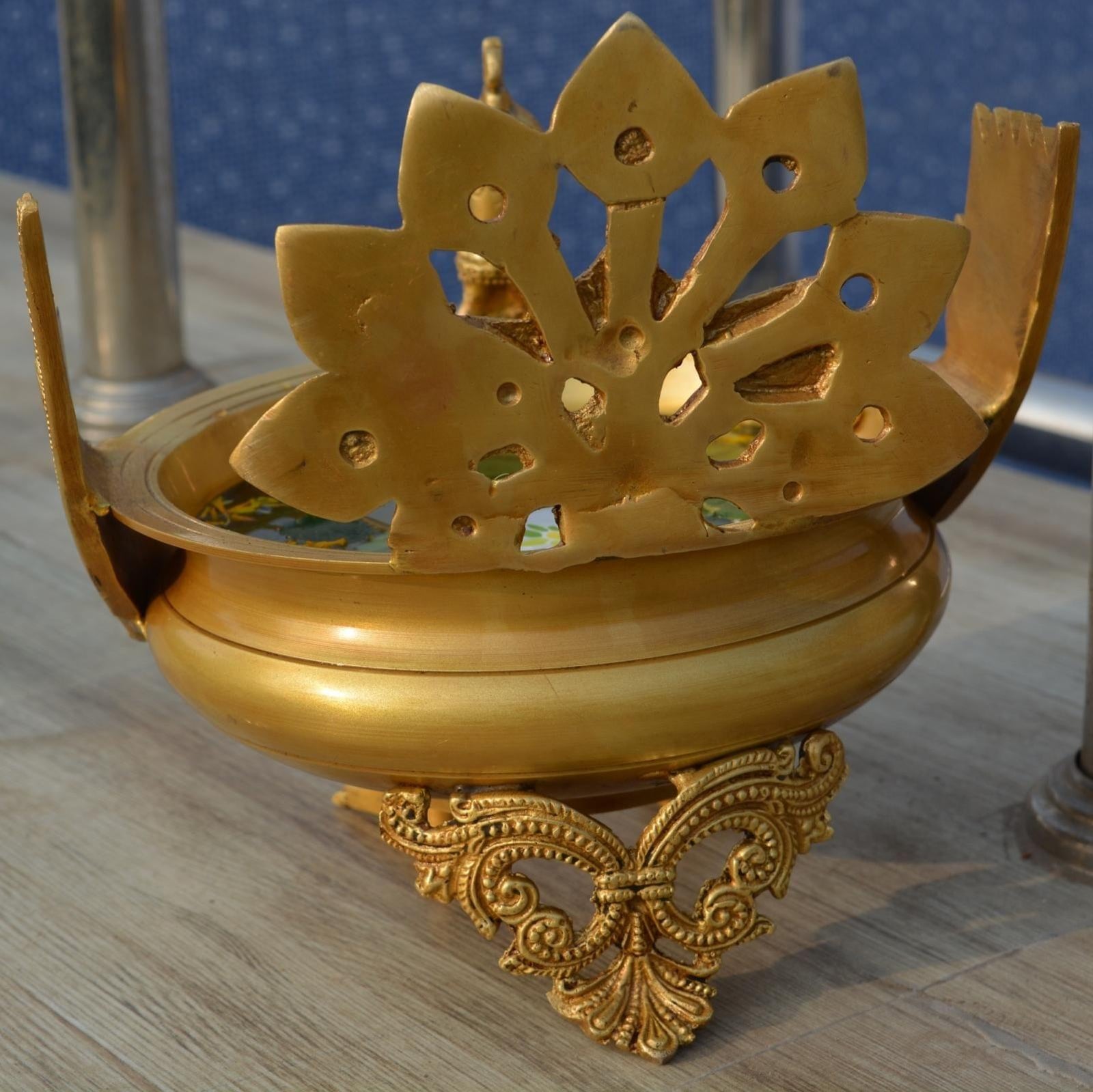 Brass Festive Decoration Decor Hand Carved Peacock More Design Url — 8.5"