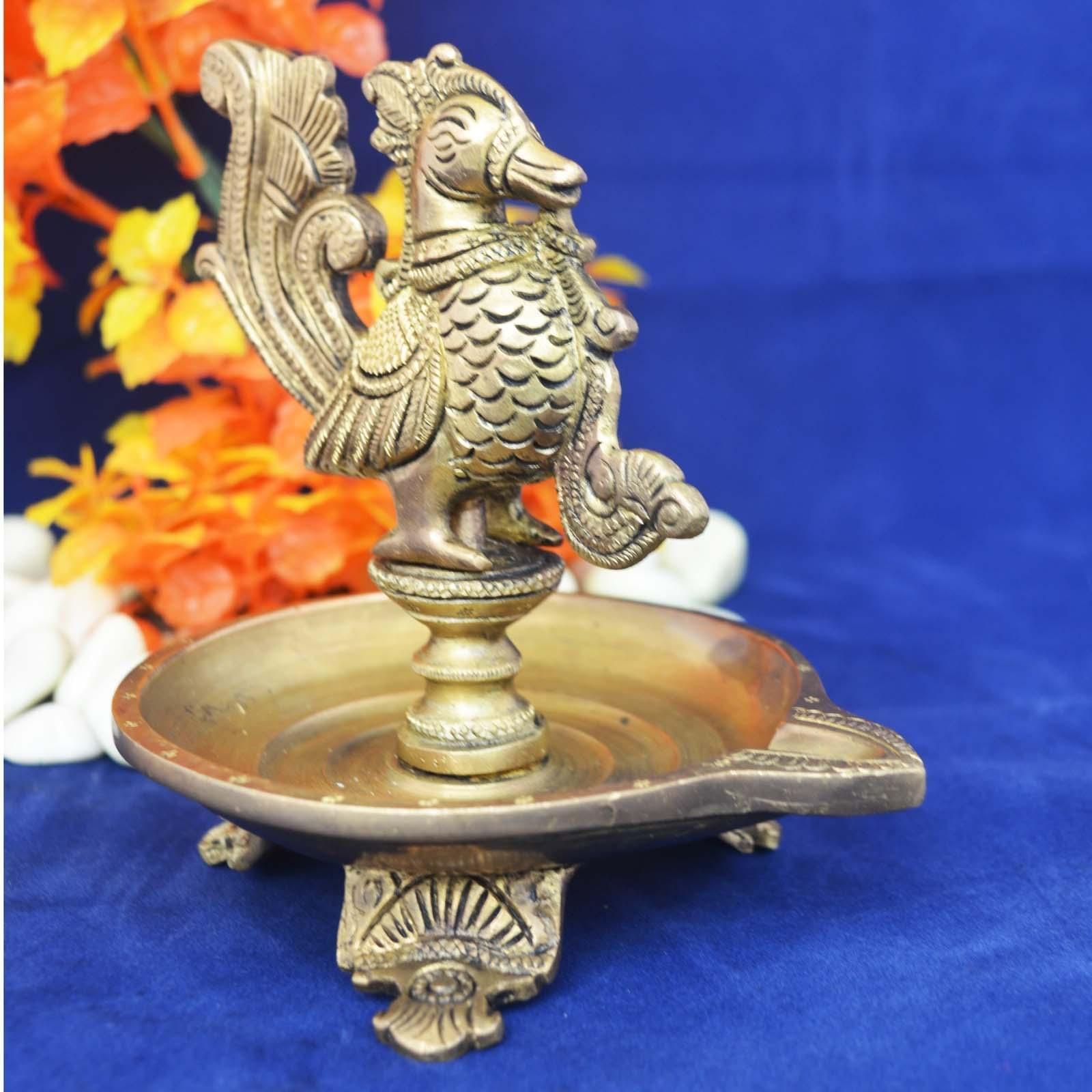 Brass Cock (Murga) Oil Lamp Deepak — 5.2"