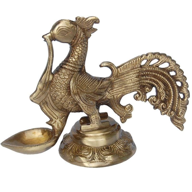 Brass Cock (Murga) Oil Lamp Deepak — 6.5"
