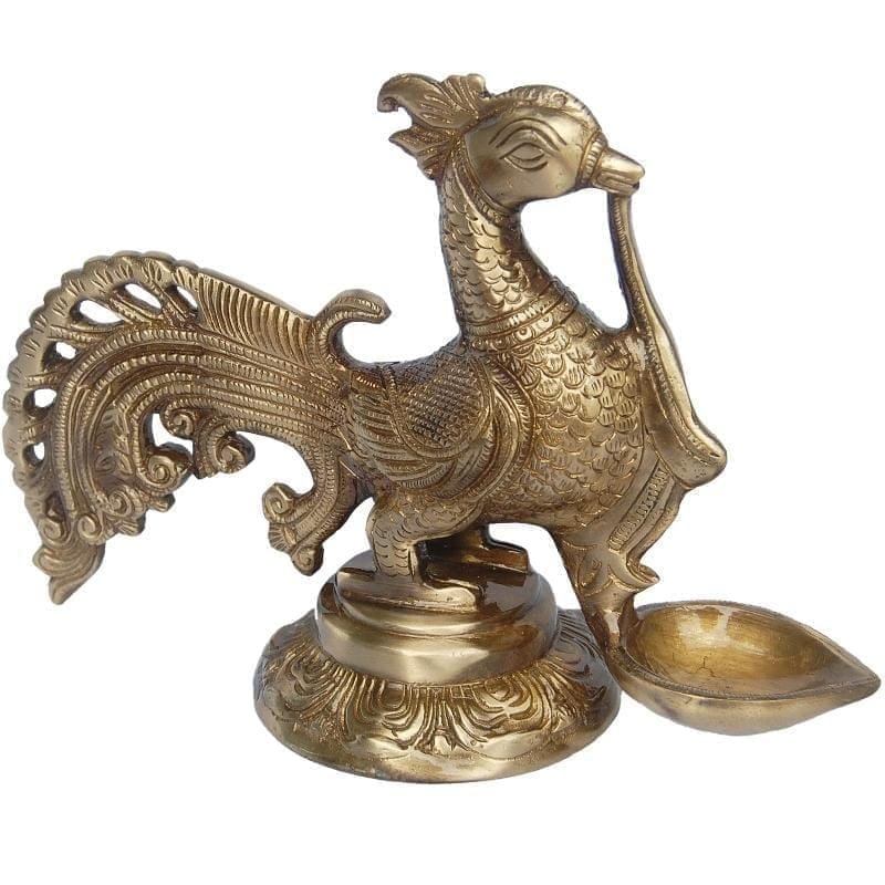 Brass Cock (Murga) Oil Lamp Deepak — 6.5"