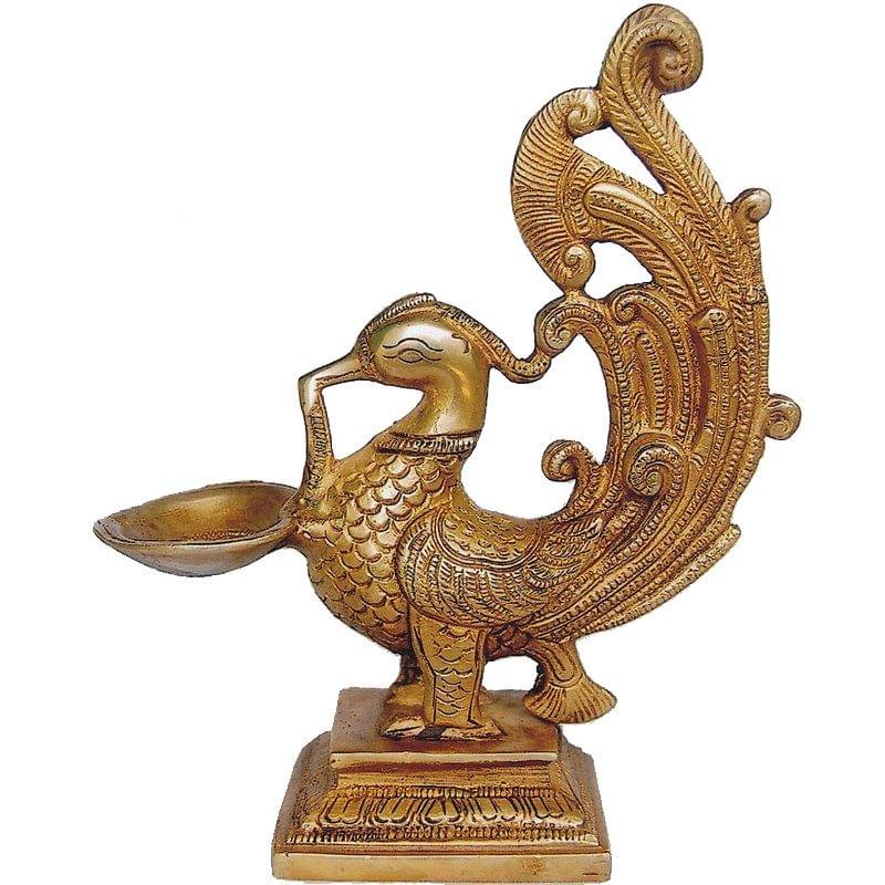Brass Cock (Murga) Oil Lamp Deepak — 8"