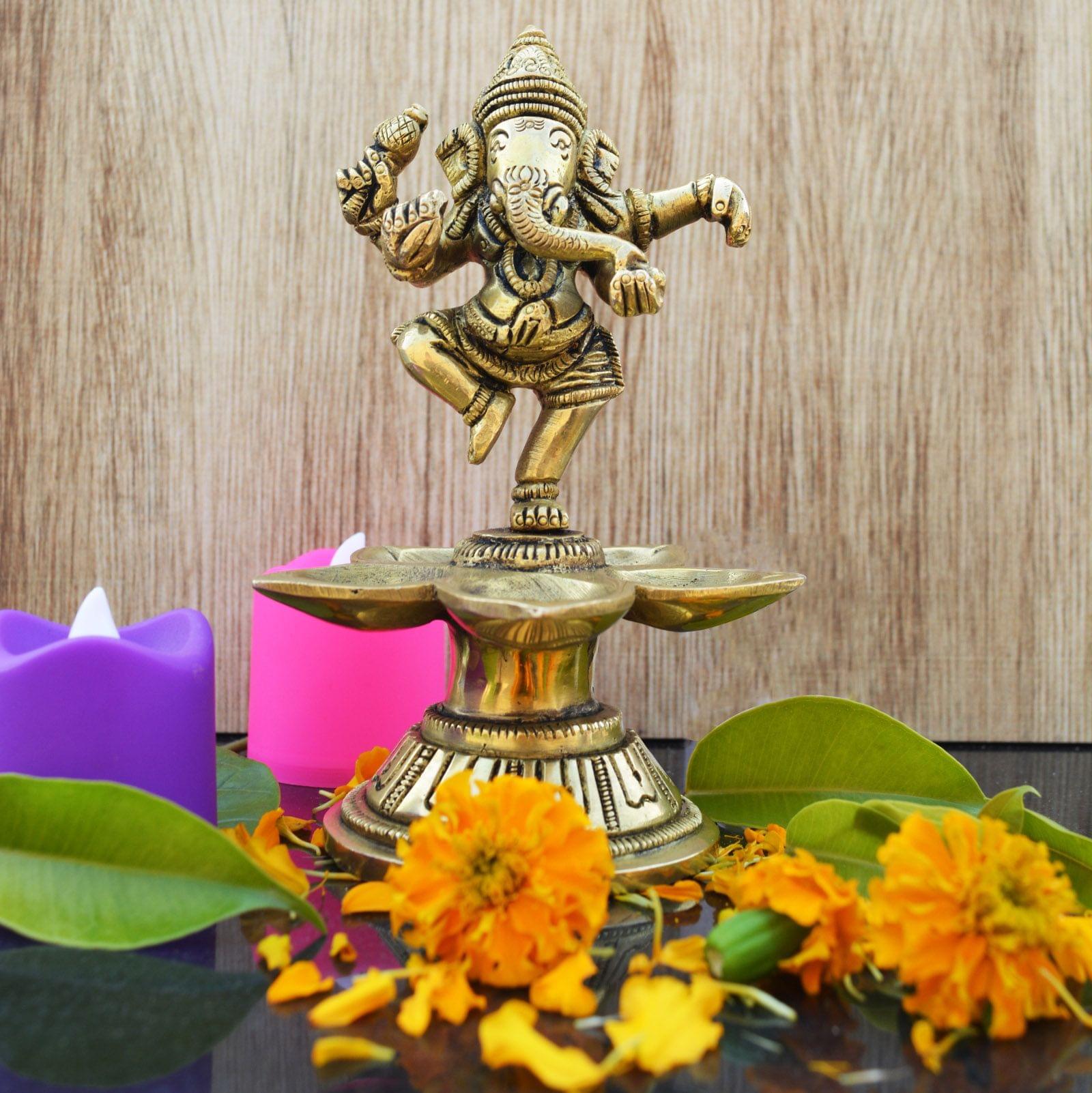 Brass Ganesh, Dancing — 6"
