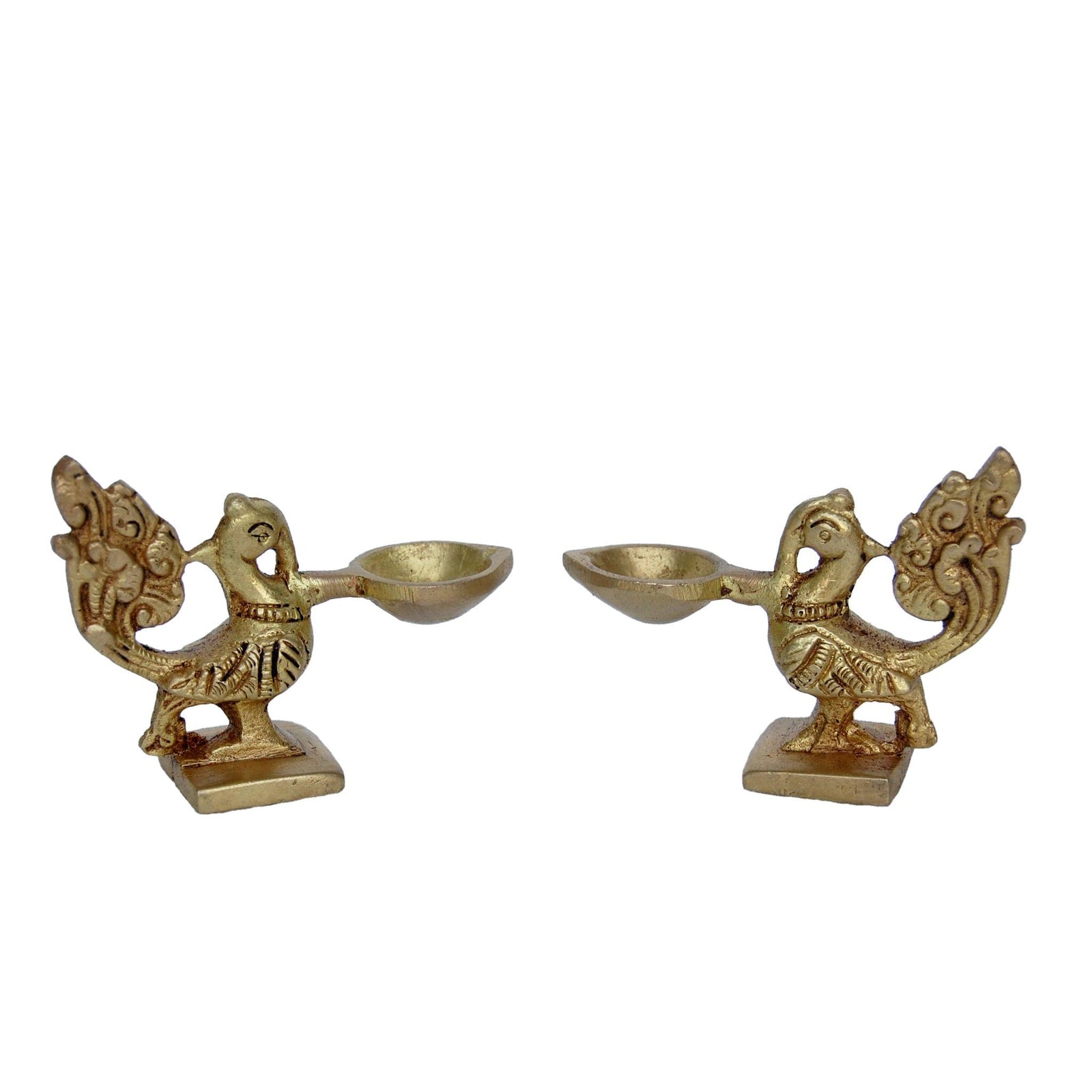 Brass Pair of Bird Oil Lamp Deepak — 2.4"