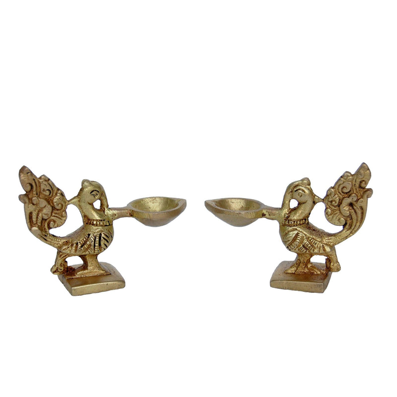 Brass Pair of Bird Oil Lamp Deepak — 2.4"