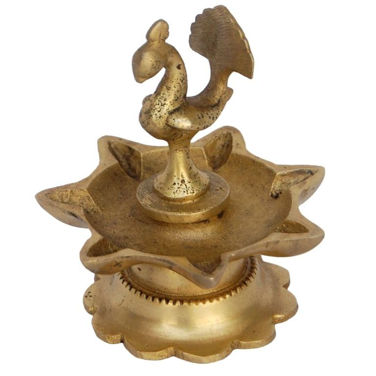 Brass Peacock Diya Jyoti Deepak Oil Lamp 7 Wicks — 3.5"