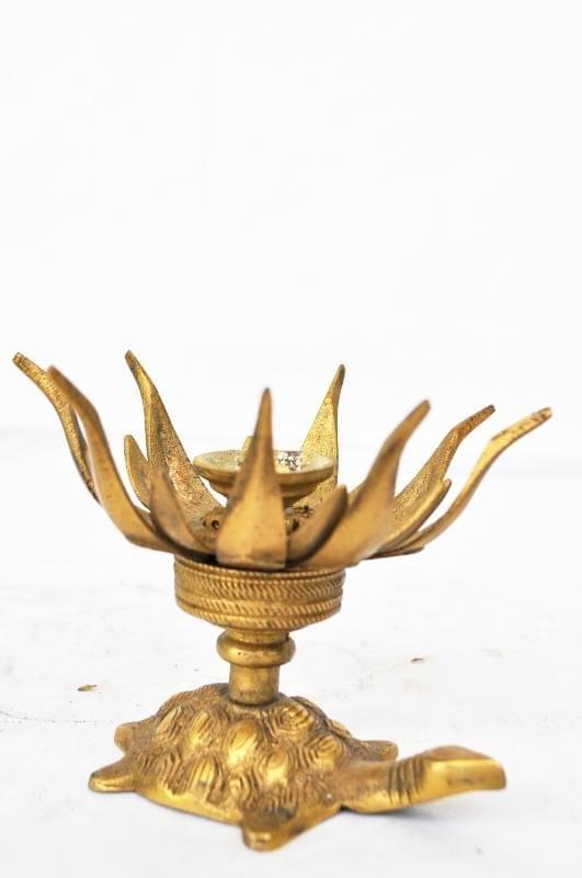 Brass Candle Holder On Tortoise — 4.5"