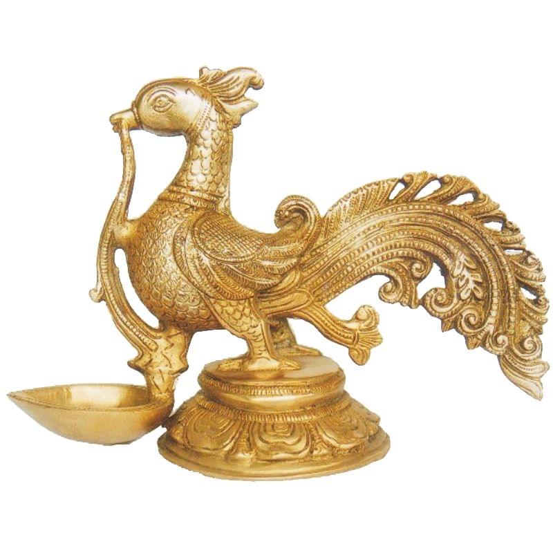 Brass Cock (Murga) Oil Lamp Deepak — 6.5"