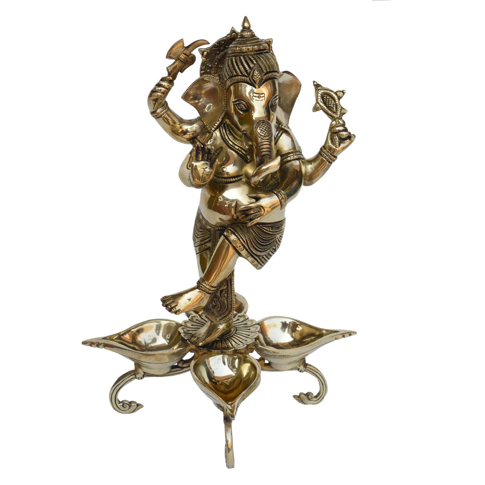 Brass Ganesh, Dancing — 13"