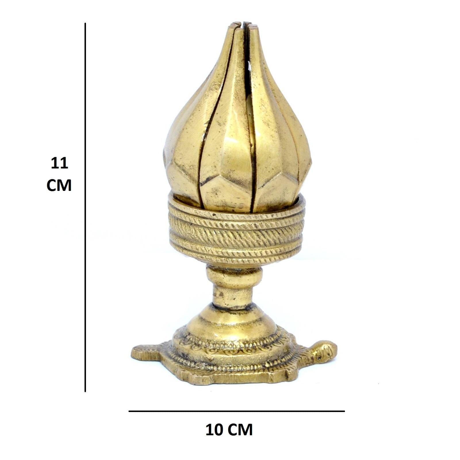 Brass Curved Metal Candle holder On Tortoise — 4.5"