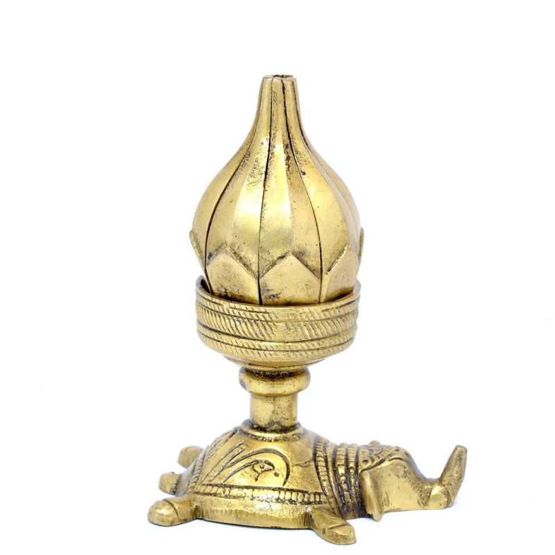 Brass Curved Metal Candle holder On Elephant — 4.5"