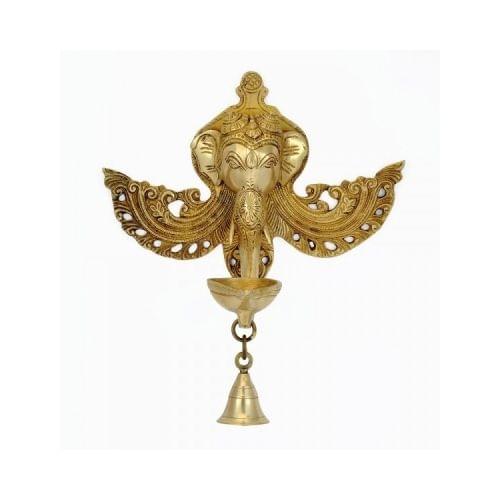 Brass Wall Evil Eye Protector Oil Lamp Deepak — 10.5"
