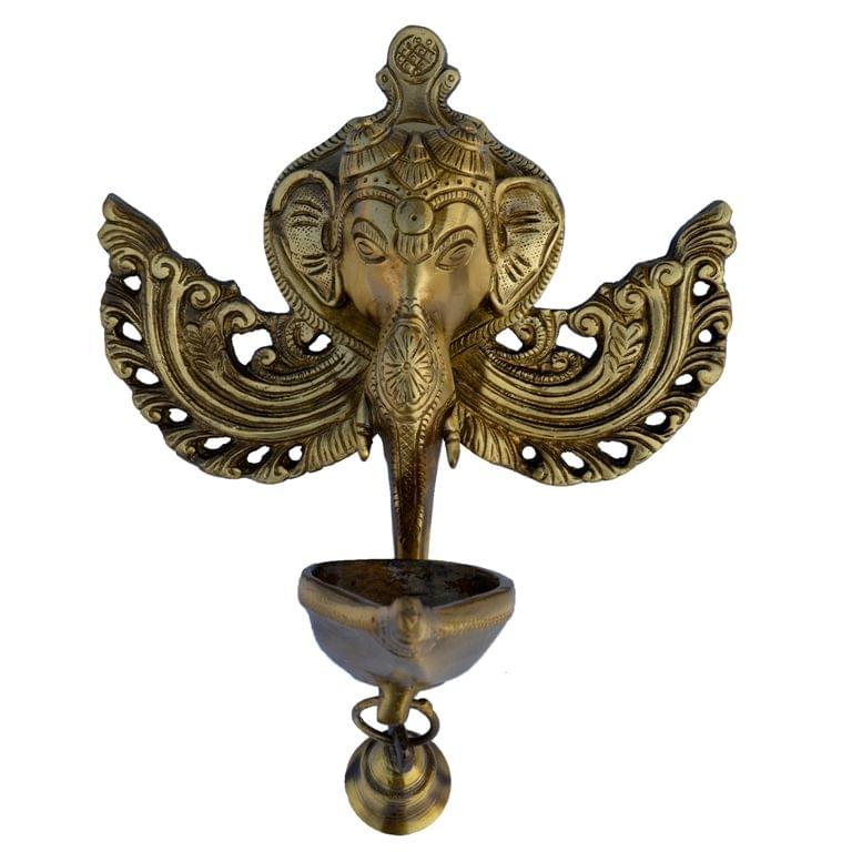 Brass Wall Evil Eye Protector Oil Lamp Deepak — 10.5"