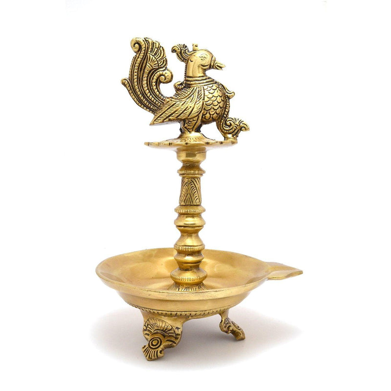 Brass Bird Oil diya stand small size — 12"