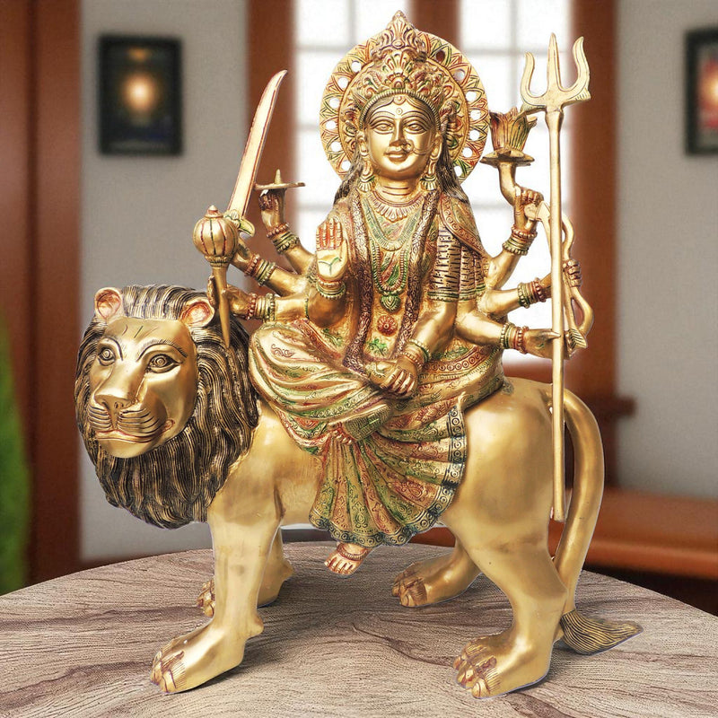 Brass Durga, Sitting — 22.5"