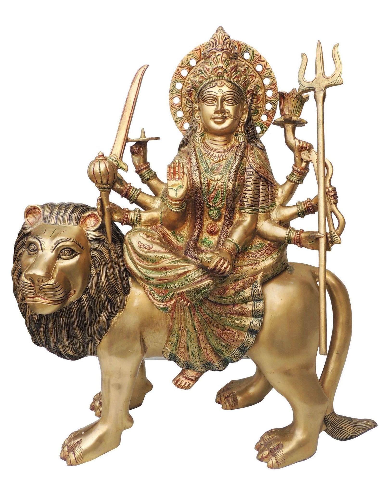 Brass Durga, Sitting — 22.5"