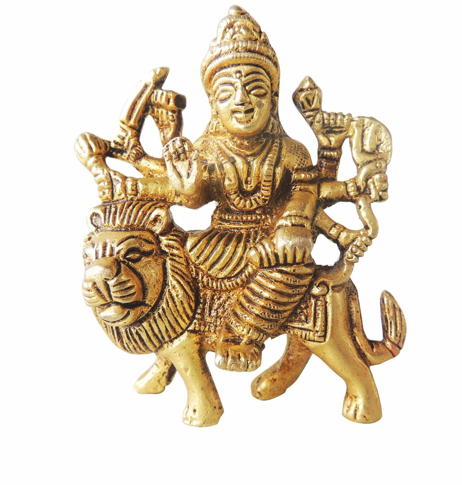 Brass Durga, Sitting — 3"