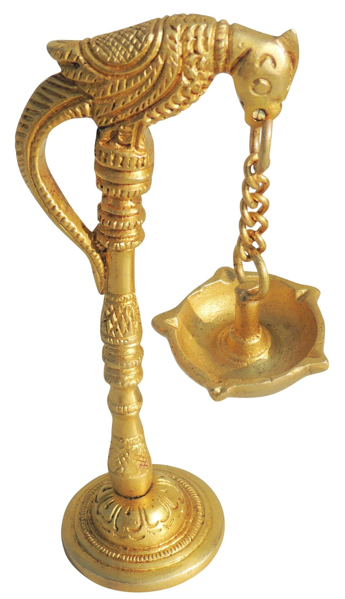 Brass Table Decor Oil Lamp Murga Deepak — 6.3"