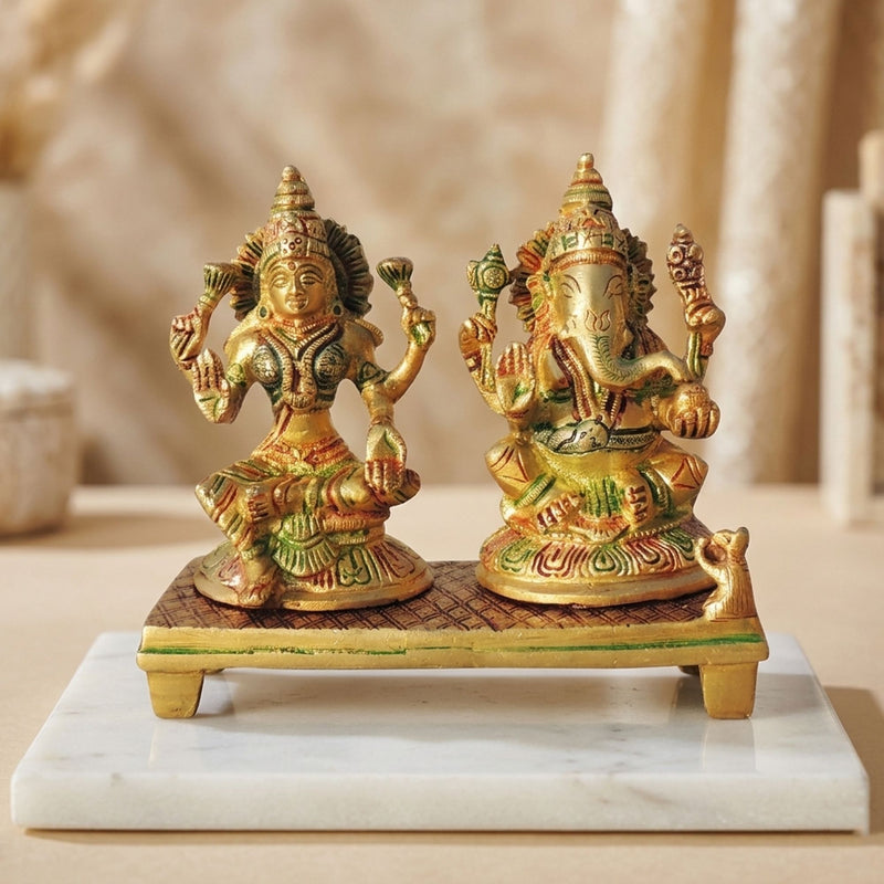Brass Lakshmi-Ganesh Set — 6"