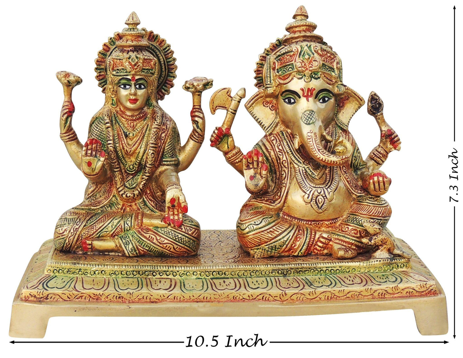 Brass Lakshmi-Ganesh Set — 7.3"