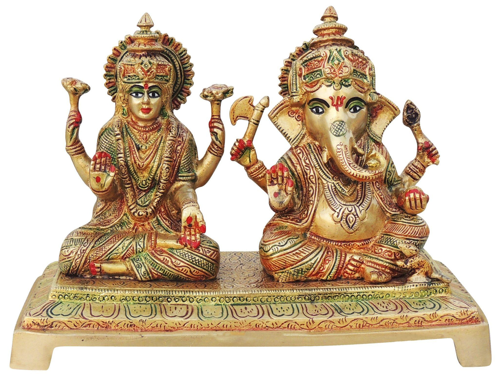 Brass Lakshmi-Ganesh Set — 7.3"