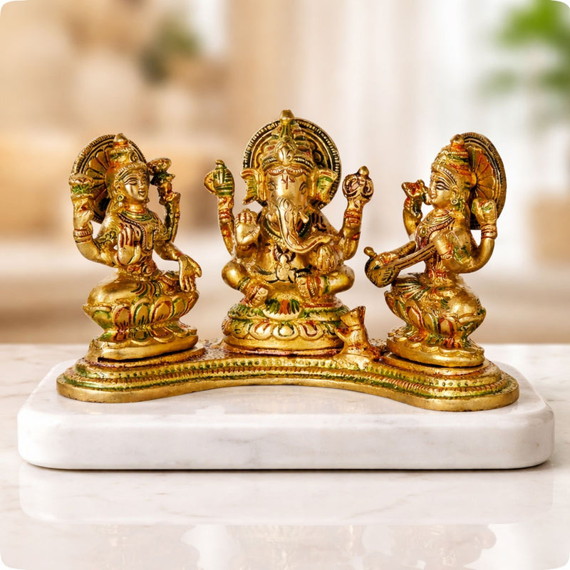 Brass Lakshmi-Ganesh Set — 4.2"