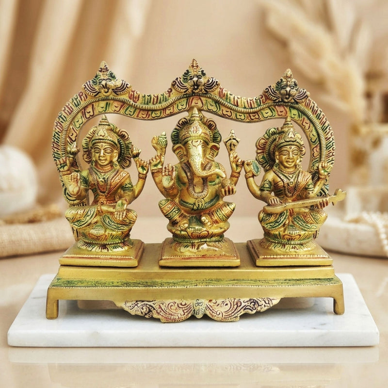 Brass Lakshmi-Ganesh Set — 9"