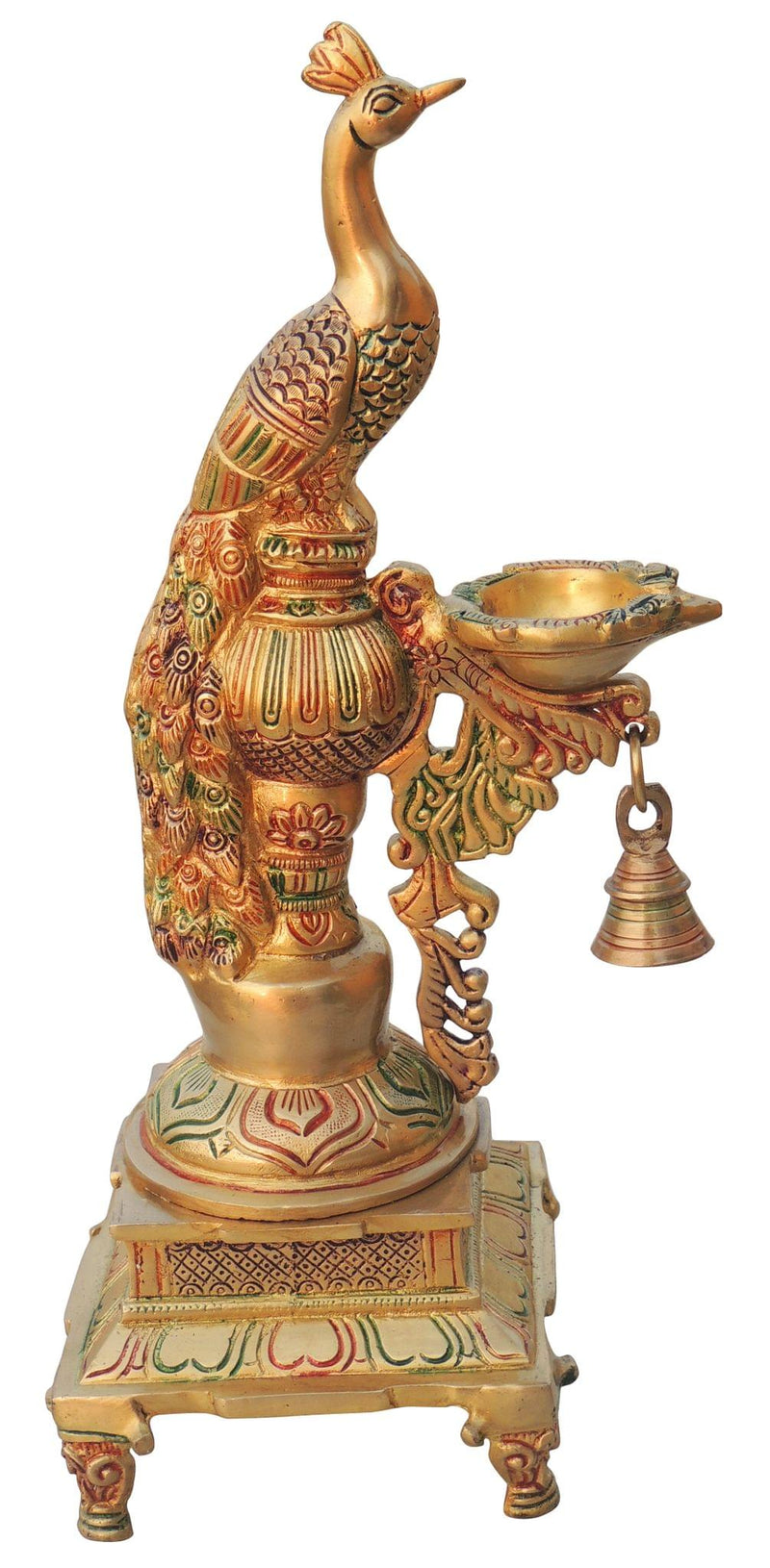 Brass Table Decor Oil Lamp, Deepak — 15"