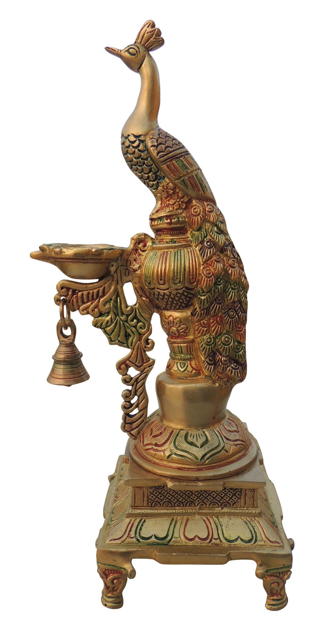 Brass Table Decor Oil Lamp, Deepak — 15"