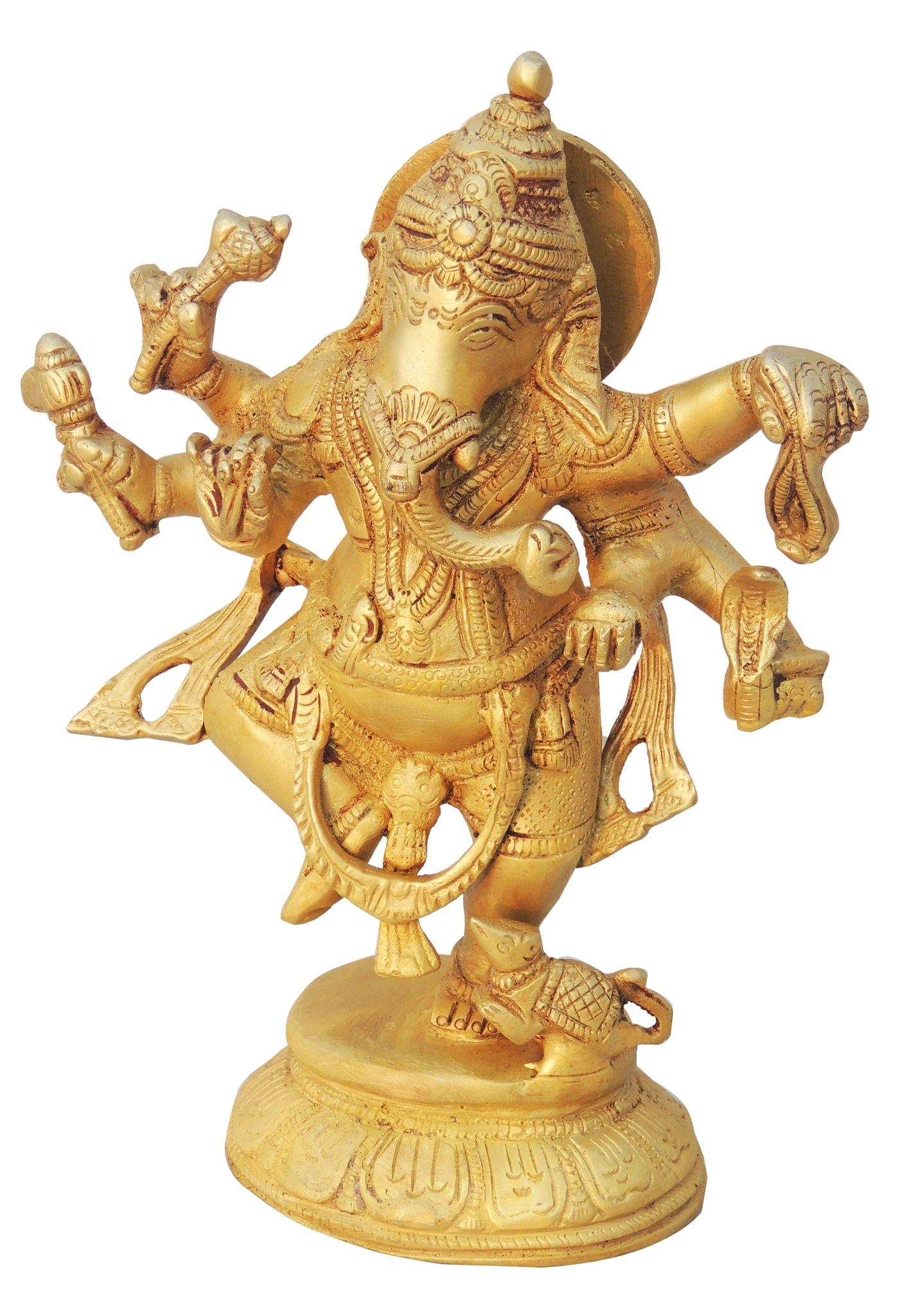 Brass Ganesh, Dancing — 6.6"