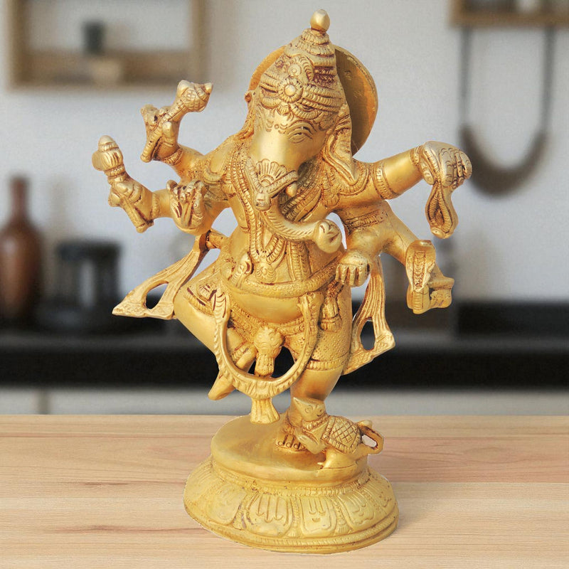 Brass Ganesh, Dancing — 6.6"
