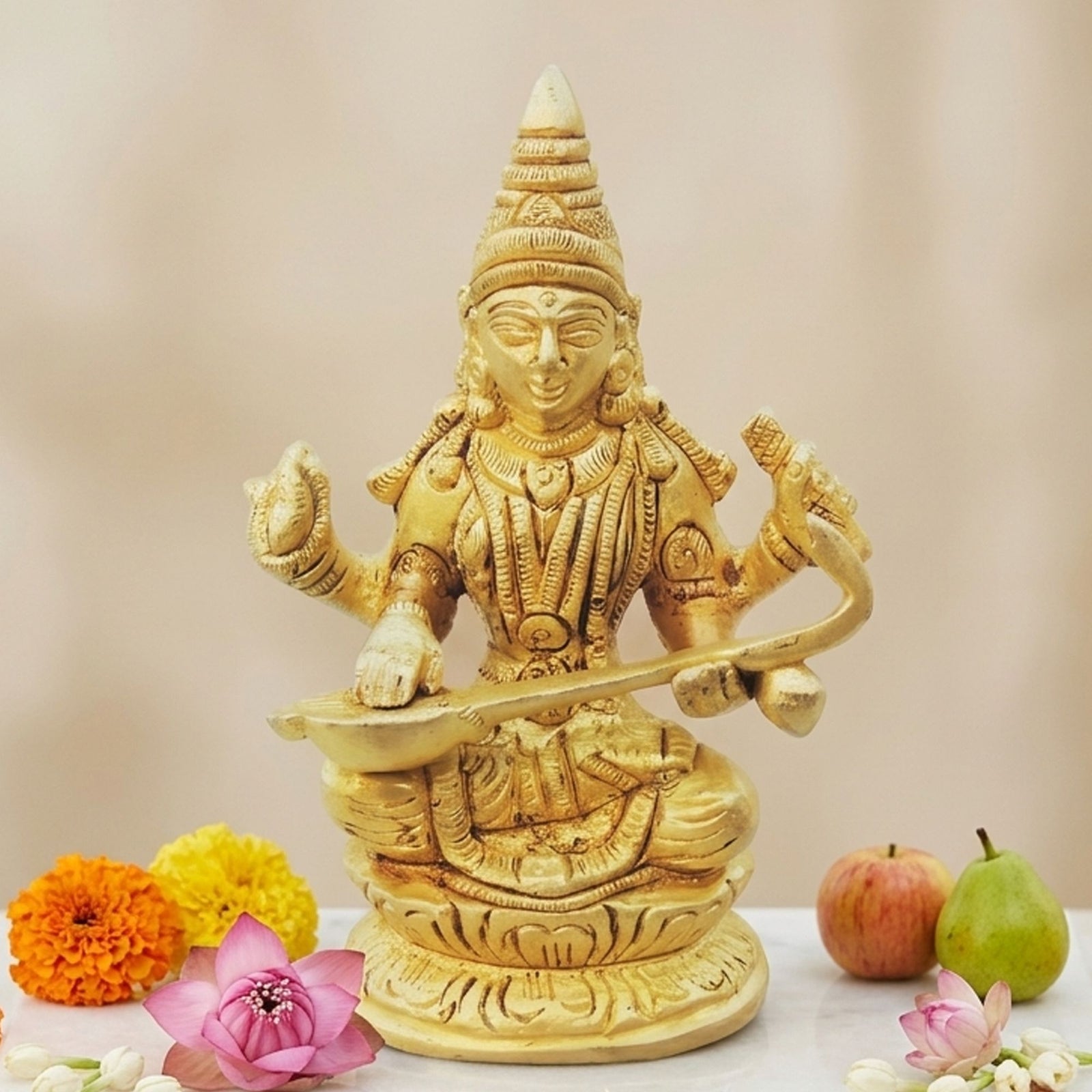 Brass Saraswati — 3.6"