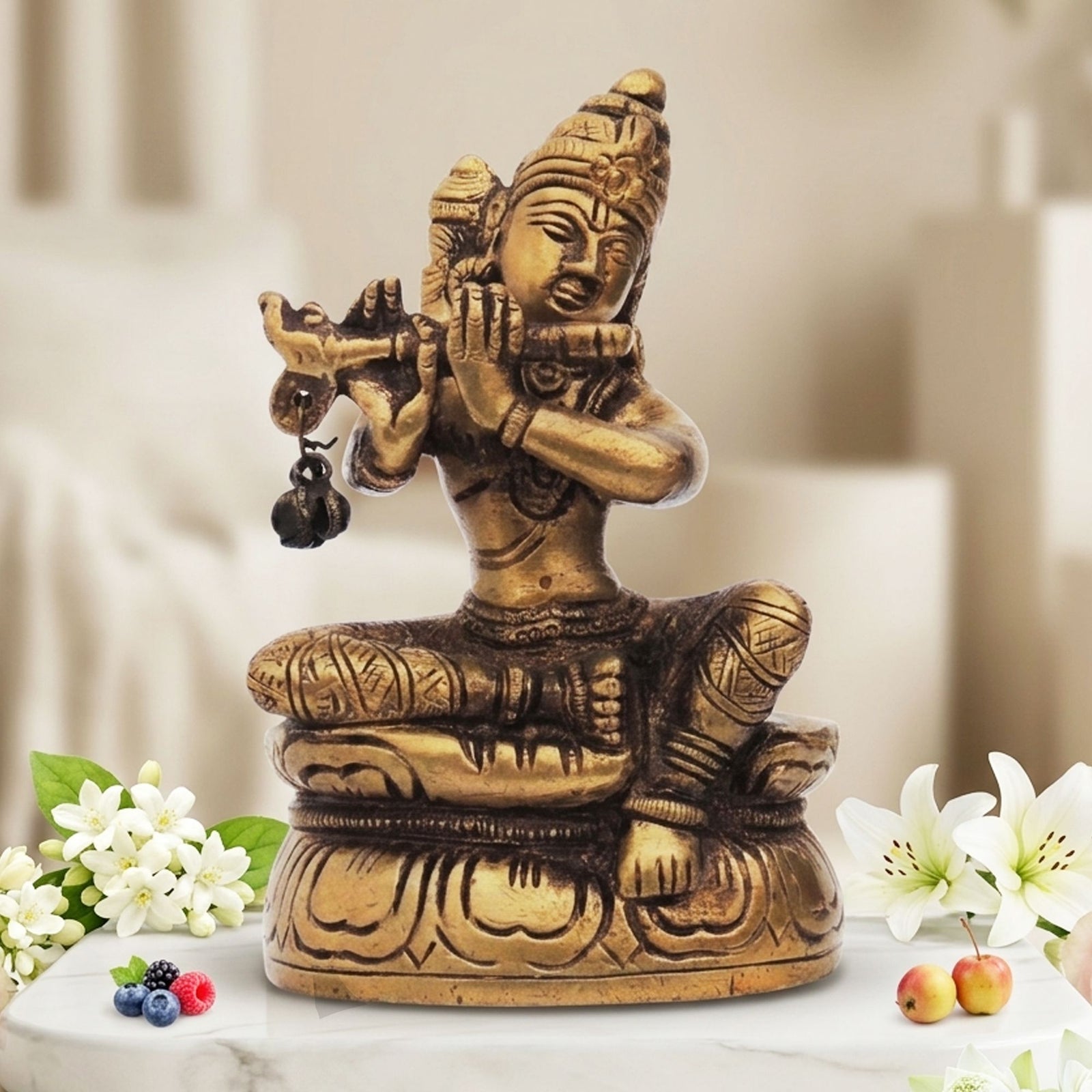 Brass Krishna — 4"