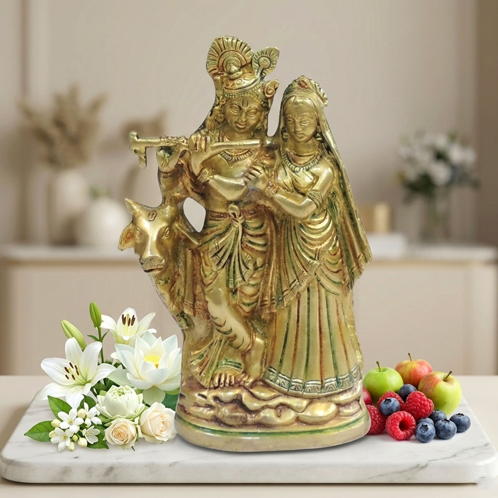 Brass Radha-Krishna — 8.5"