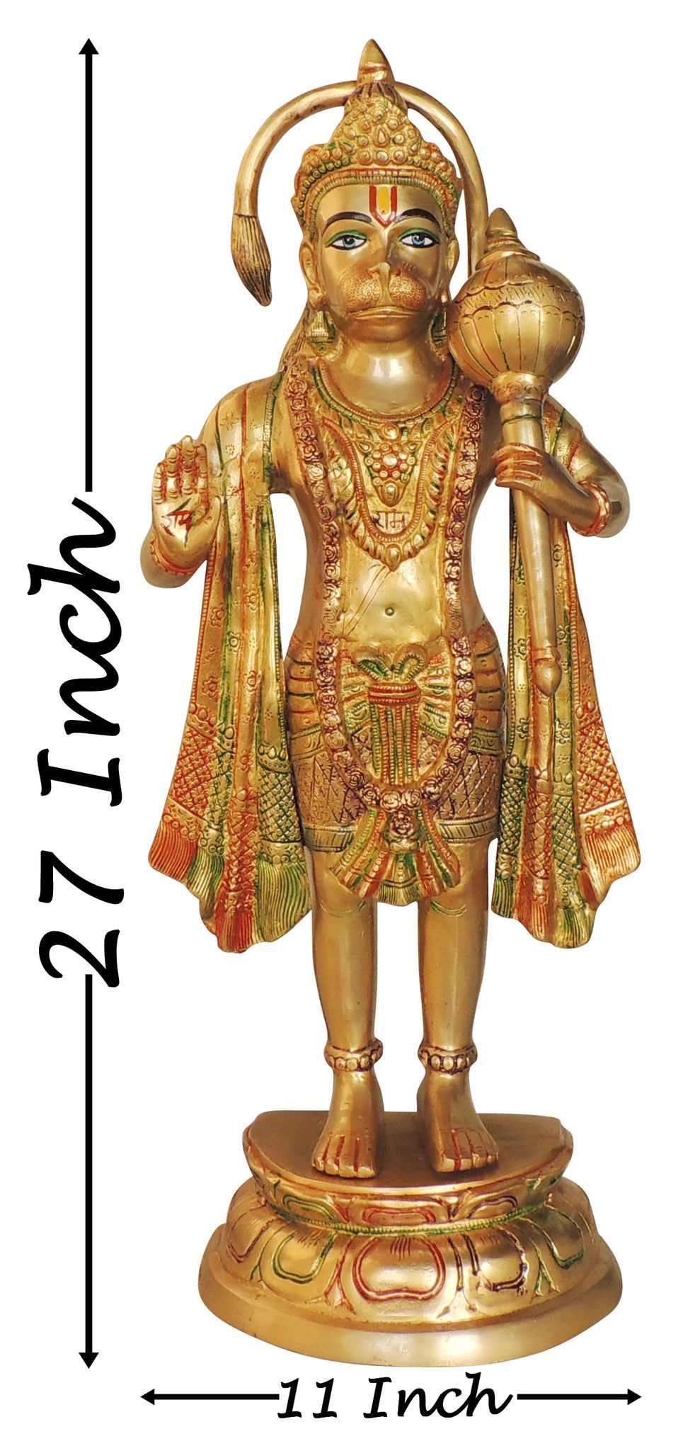 Brass Hanuman, Standing — 27"