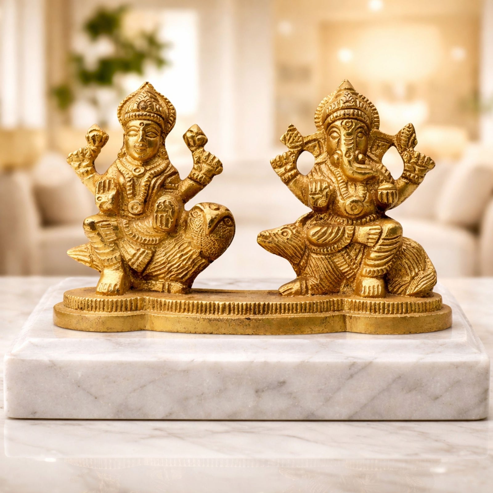 Brass Lakshmi-Ganesh Set — 5"