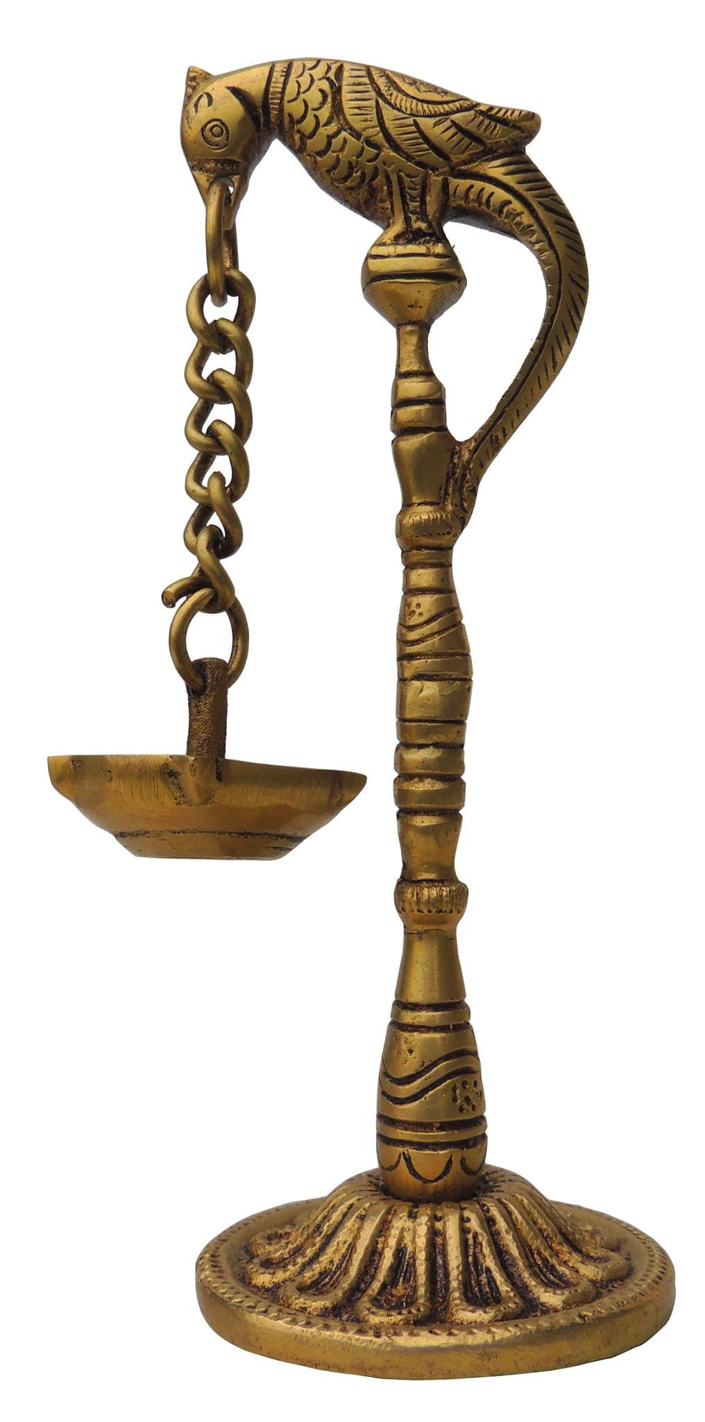 Brass Table D?cor Oil Lamp, Deepak — 7.2"