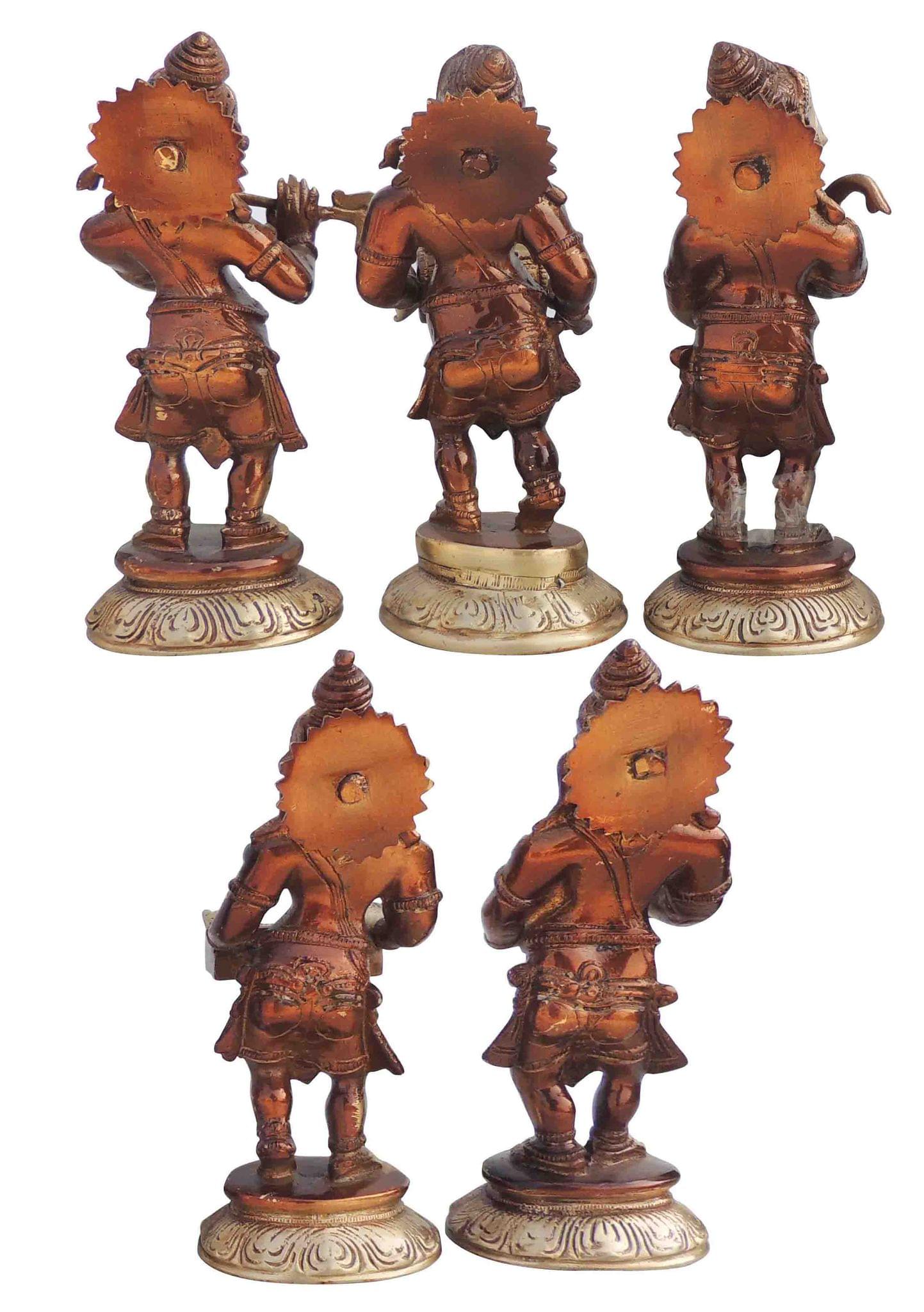 Brass Ganesh, with Flute — 7.5"