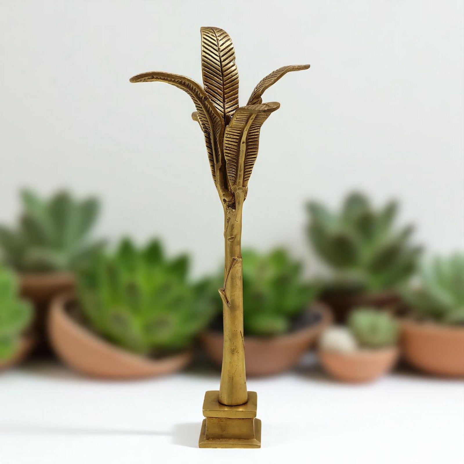 Brass Table Decor Banana Tree — 11.5"