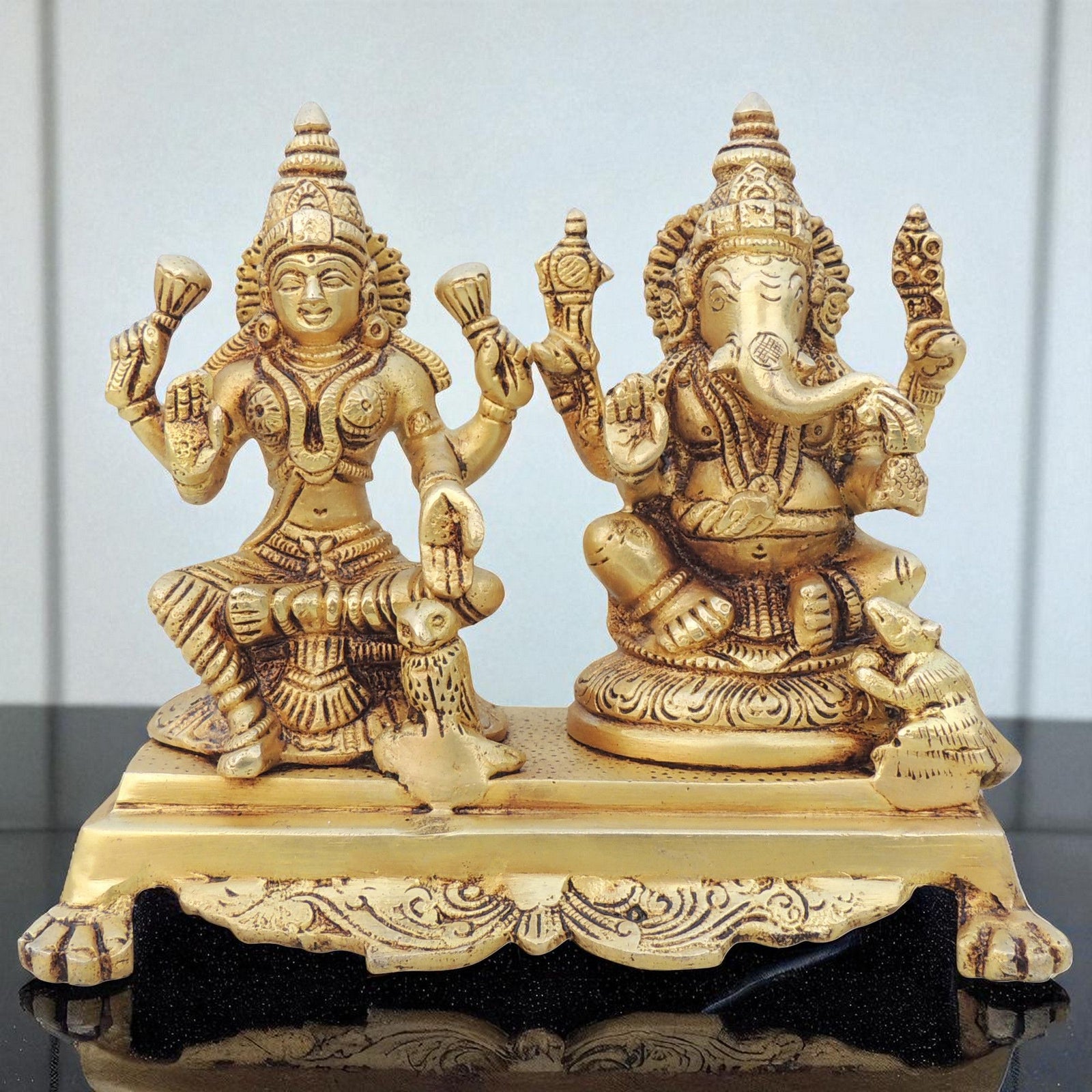 Brass Lakshmi-Ganesh Set — 6"