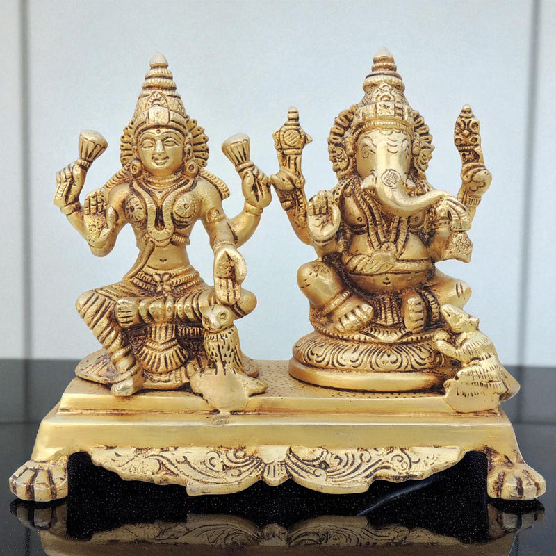 Brass Lakshmi-Ganesh Set — 6"