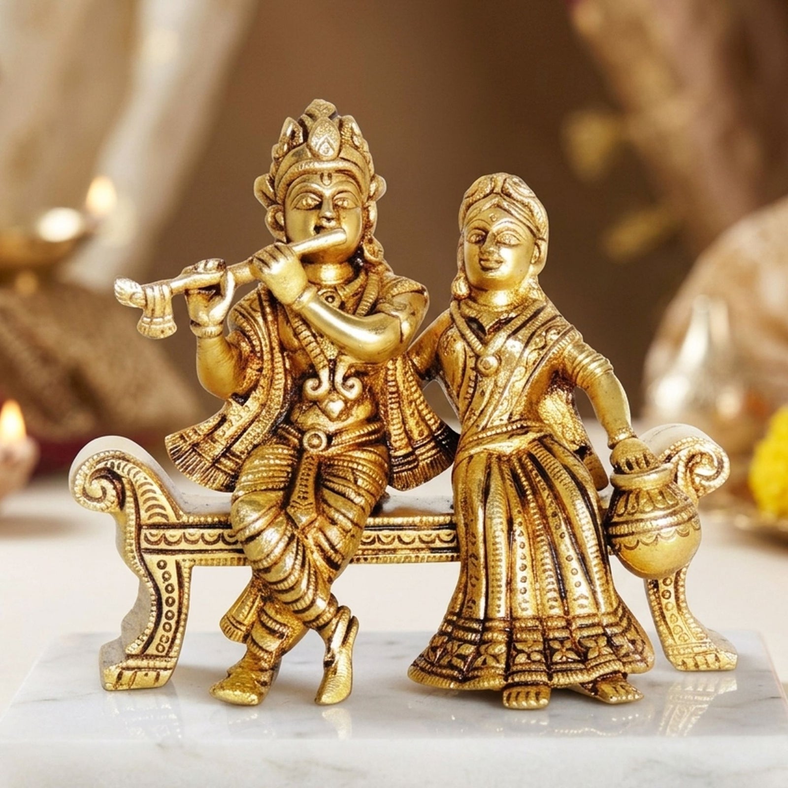 Brass Radha-Krishna — 4"