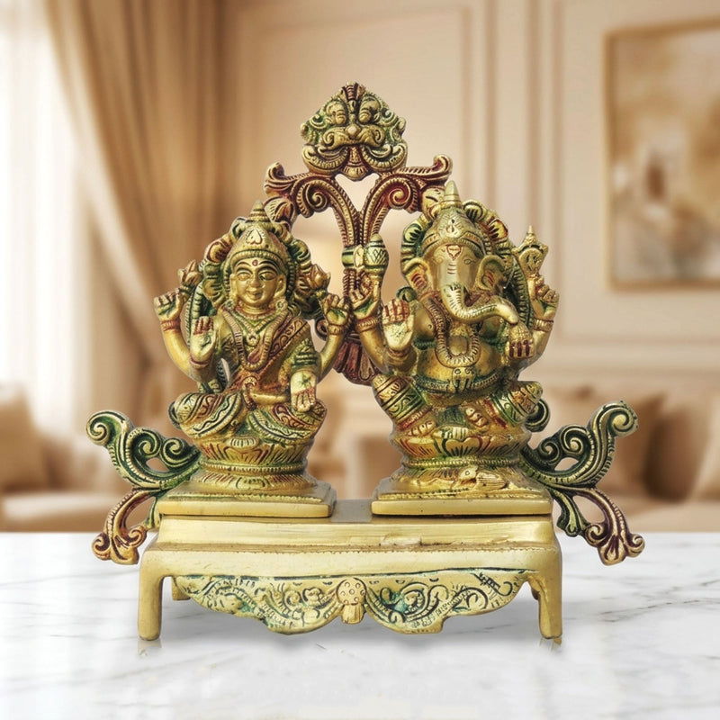 Brass Lakshmi-Ganesh Set — 8"